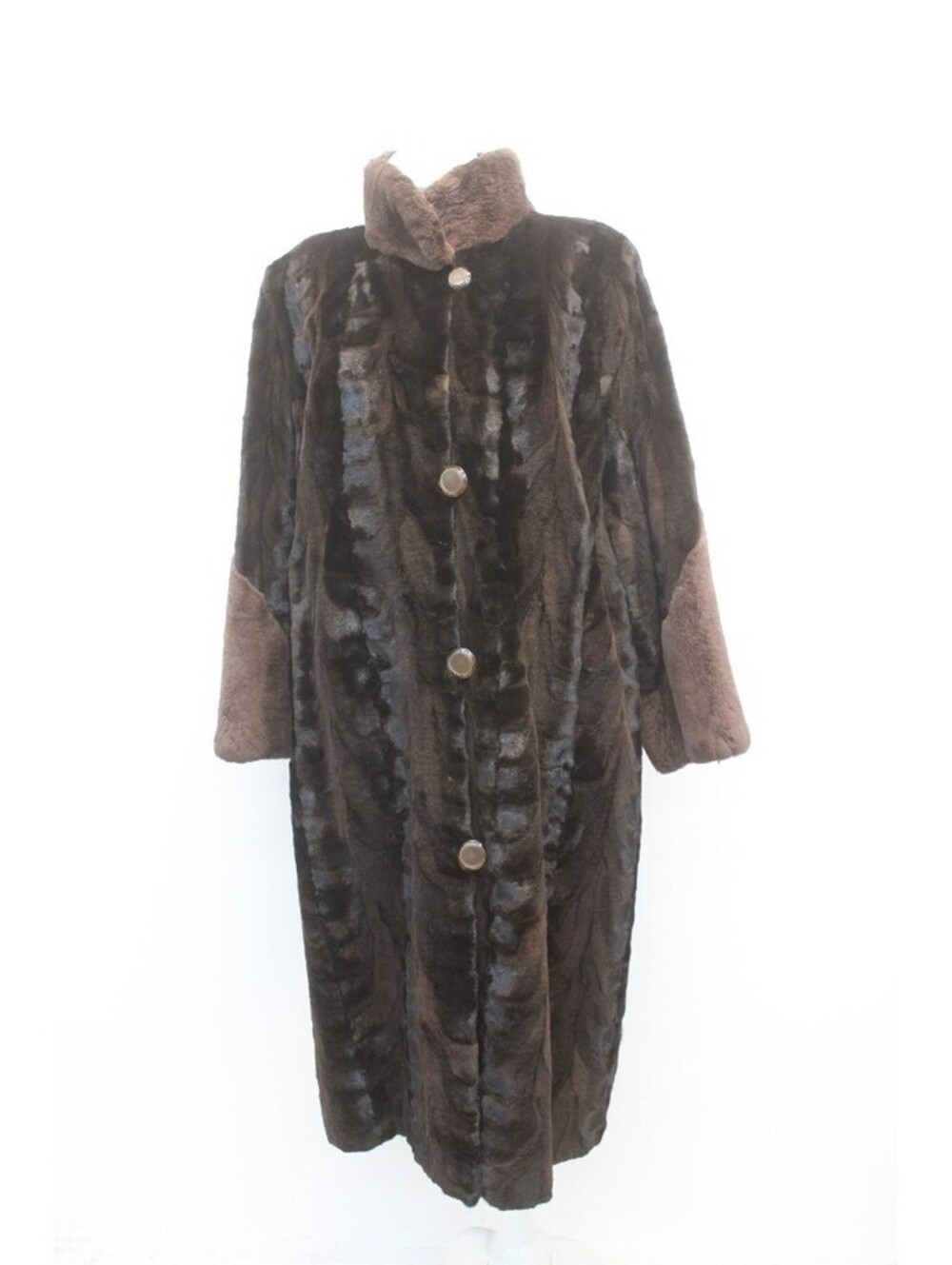 EXCELLENT SHEARED DARK RANCH MINK & BEAVER FUR COAT JACKET WOMEN WOMAN 8-10 MED
